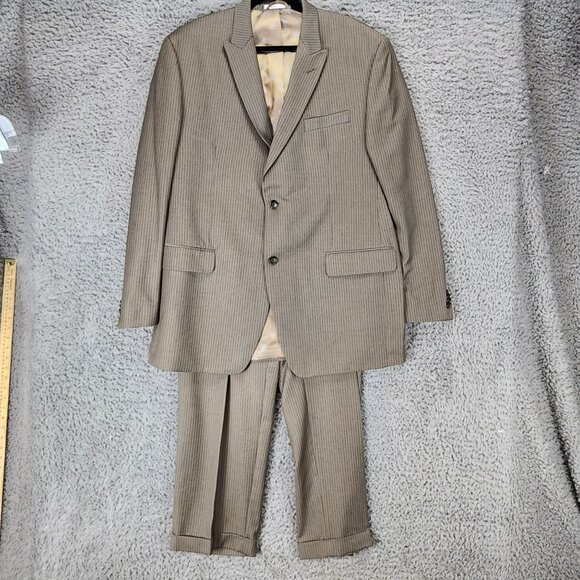 Sean John Piece Suit Mens 44L 38x32 Brown Button Blazer High